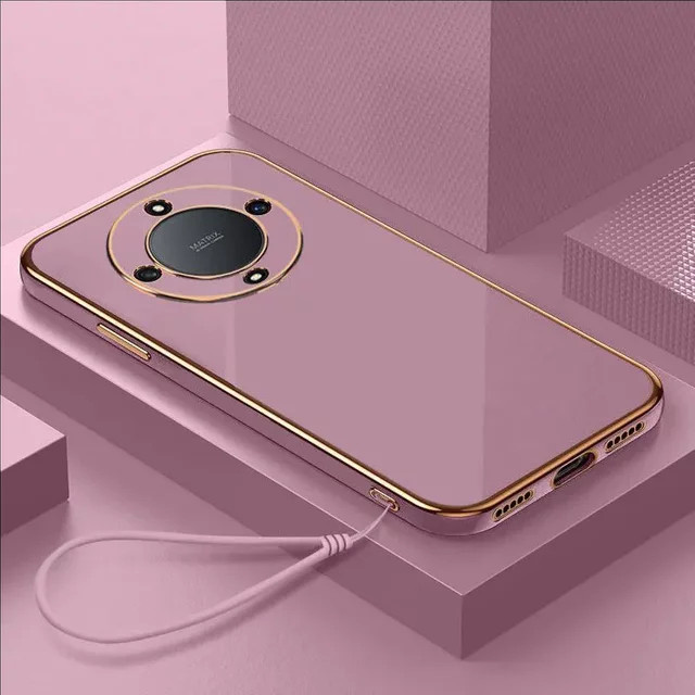 Stoßfeste Luxus Schutzhülle für Honor Magic6 Lite, Honor X9A, Honor X9B und Honor Magic5 Lite mit quadratischer Beschichtung in Rot oder Pink - Bild 1
