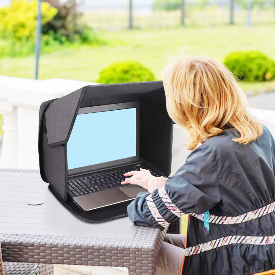 Aibecy Klappbarer Laptop-Sonnenschutz in Grau für 16-Zoll-Laptops, Tragbarer Sichtschutz und blendfreie Laptop-Kapuze - Bild 2
