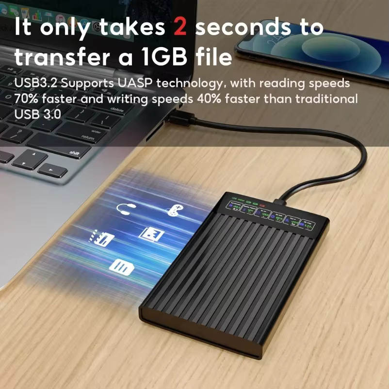 VIKEFON HDD SSD Gehäuse 2,5 Zoll SATA USB 3.1 Box in Schwarz für PC und Laptop mit 6 Gbit/s - Bild 4
