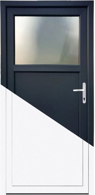 Premium Kunststoff-Nebeneingangstür SMK 510 PANTO in Anthrazit-Weiß mit Glaseinsatz, DIN Rechts, B: 98 cm, H: 198 cm - Bild 1