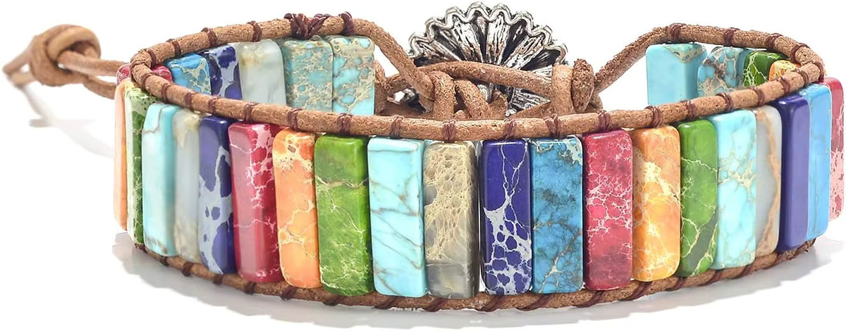 duobeiduo Armband, Leder, Kristall, Bunt, Unisex, Boho - Bild 2