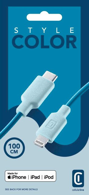 CellularLine Style Color Datenkabel USB Typ-C und Lightning in Blau, 1 m - Bild 1