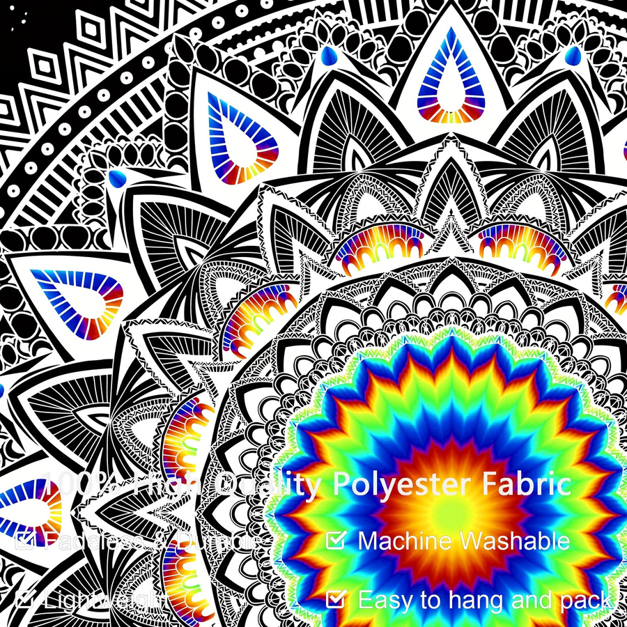 VIKAMA Boho Mandala Wandteppich in Multicolour mit geometrischem Design, Breite: 60 cm, Höhe: 60 cm - Bild 5