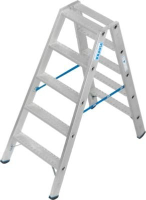 Krause Stabilo Doppelleiter R13 2x5 Stufen in Silber aus Aluminium mit selbstreinigendem 80 mm Lochbild und SafetyCap - Bild 1