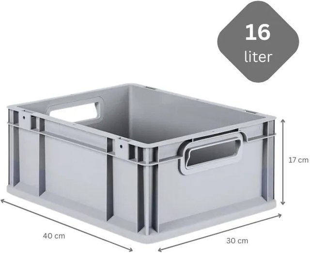 PROREGAL SuperSparSet 5x Eurobox NextGen Grip mit Scharnierdeckel und schwarzen Schiebeschnappverschlüssen, Grau, H x B x T: 17 x 30 x 40 cm - Bild 1