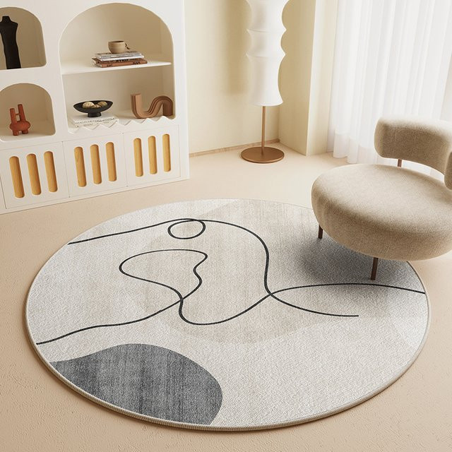 VIKAMA Rundteppich im japanischen Stil, modern und abstrakt, Multicolour, Durchmesser: 80 cm - Bild 1