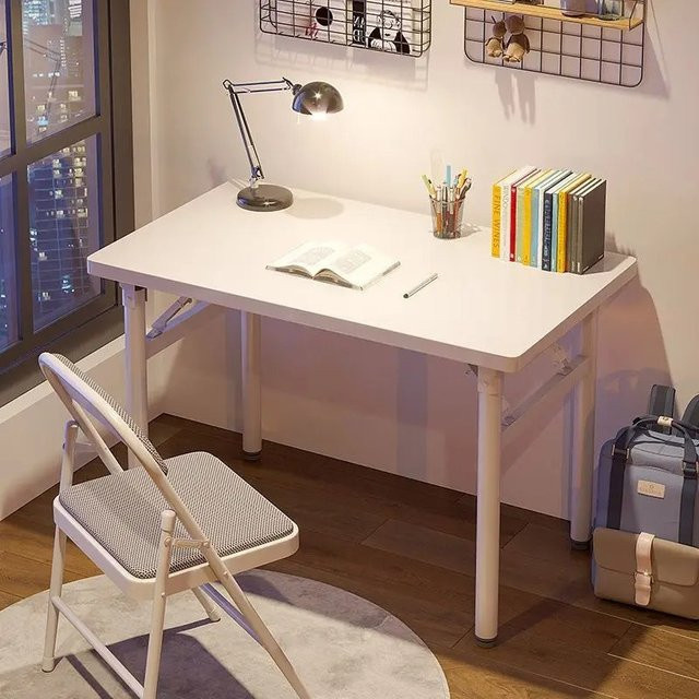 LIUSHADUOLA Klapptisch in Weiß als minimalistischer Schreibtisch und Esstisch für Home Office und Mietzimmer - Bild 1