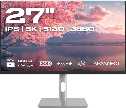 JapanNext JN-IPS275K-HSPC9 Monitor, 27 Zoll, 5K, IPS, 60 Hz, Schwarz/Silber - Bild 1