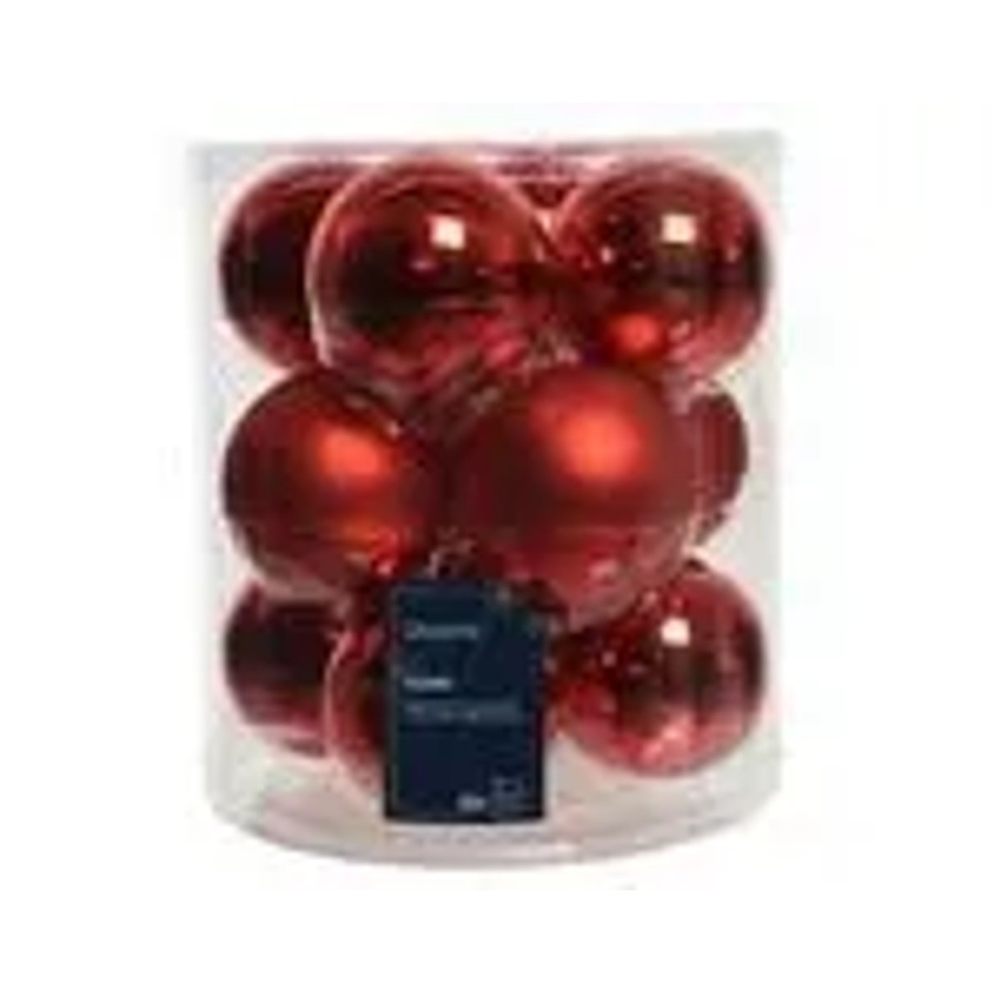 Kaemingk Weihnachtsbaumkugeln aus Glas in Rot, 12 Stück, Durchmesser: 8 cm, matt und glänzend - Bild 2