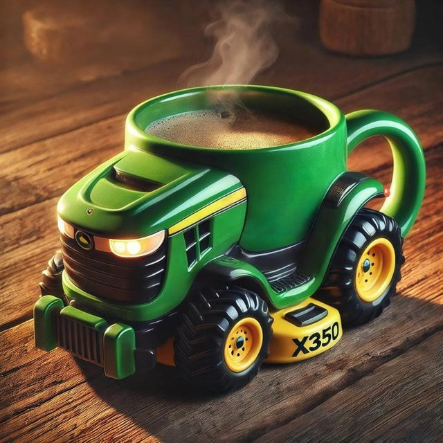Everyday Home Keramiktasse mit grünem Vintage Traktor Motiv für Erwachsene - Bild 1