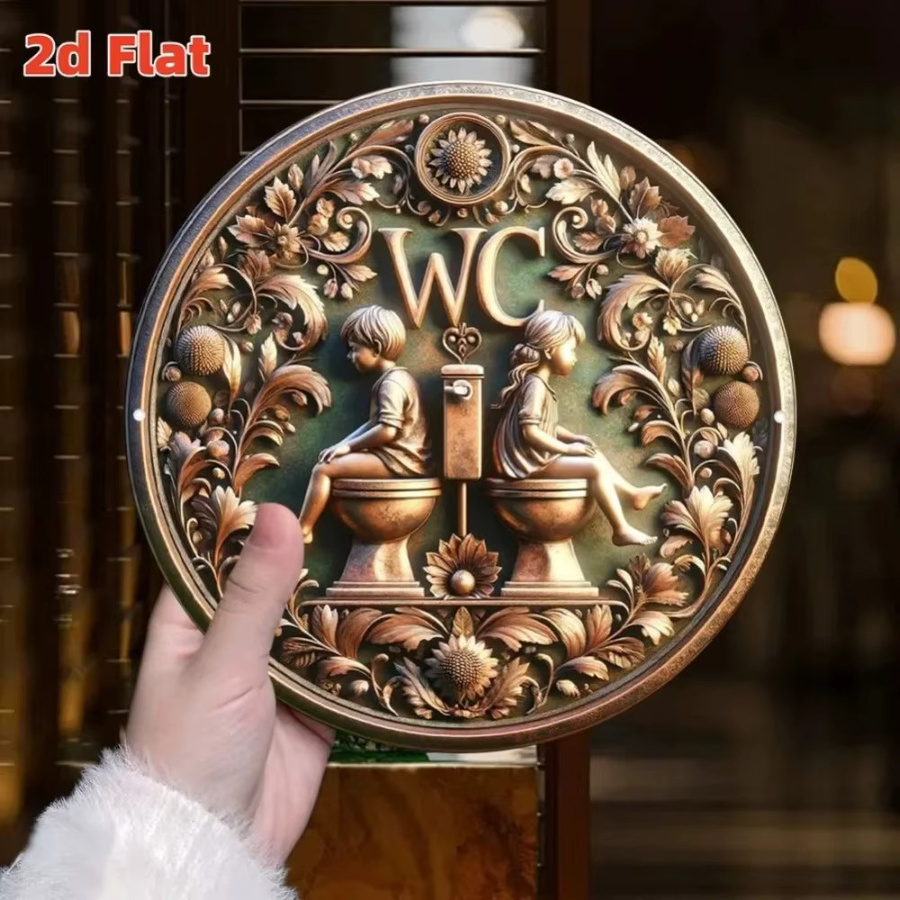 CIFBUY Vintage Wandkunst aus Metall, rundes Blumenschild mit floralem Design, Durchmesser: 19,79 cm - Bild 3
