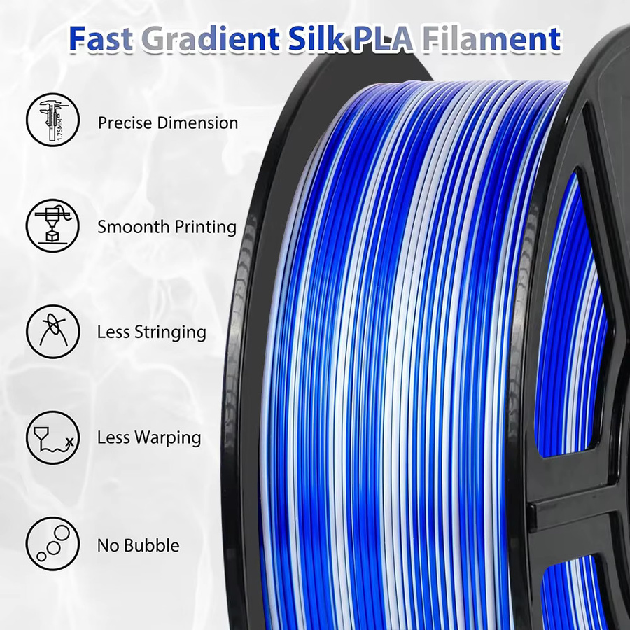 3D Maliang Twist Farbwechsel Filament Seide PLA 1,75 mm, mehrfarbig Silber Blau, glänzend für FDM 3D-Drucker - Bild 3