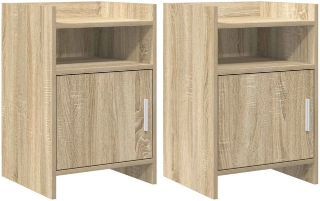 Set aus 2 vidaXL Nachttischen in Sonoma-Eiche, modernes Design für dein Schlafzimmer, B/T/H: 40 x 36 x 60 cm - Bild 1