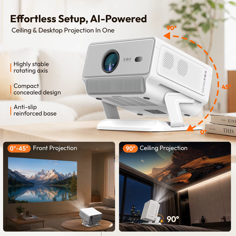 XGODY 4K-Projektor mit 1200 ANSI Lumen, Full HD native Auflösung, KI-Autofokus und 6D-Trapezkorrektur, weiß - Bild 5