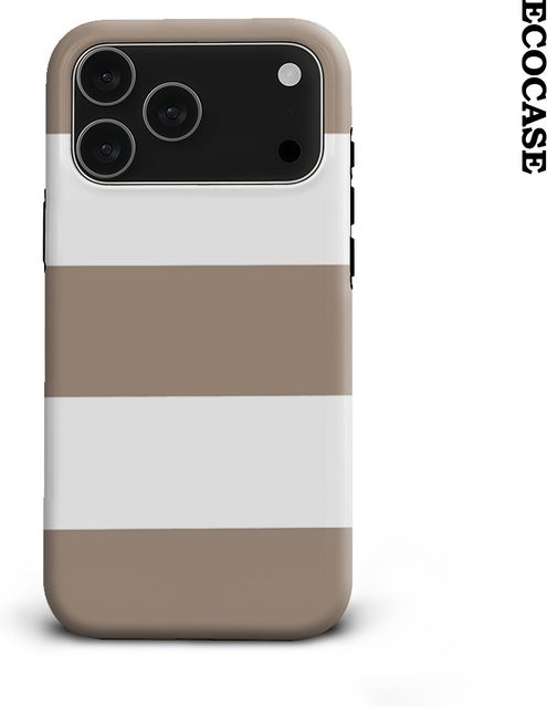 Handyhülle mit braun-weißen Streifen für Apple iPhone 11 bis iPhone 17 Pro Max Plus mit doppelschichtiger Rückseite - Bild 1