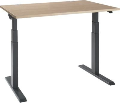 Schäfer Shop Select Schreibtisch ERGO-T 2.0, elektrisch höhenverstellbar, Rechteck, T-Fuß, Eiche-Dekor/anthrazit, B: 120 cm, T: 80 cm, H: 64 - 130 cm - Bild 1