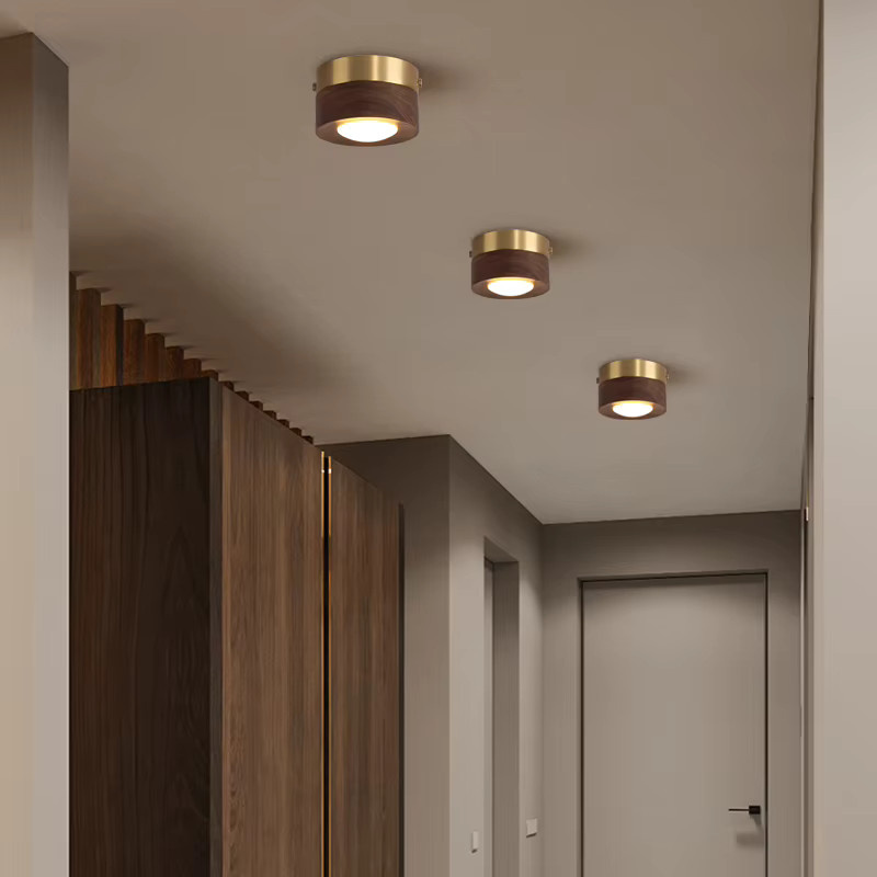 Lava Ball LED Deckenleuchte aus Holz in Walnuss und Weiß für Wohnzimmer und Flur - Bild 2