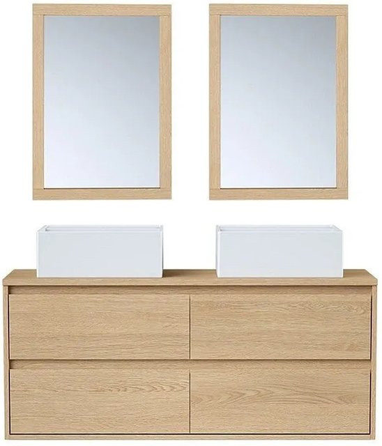 Milipam Doppelwaschtisch Vente-unique in Beige mit Eichenholzfurnier, Breite: 120 cm - Bild 1