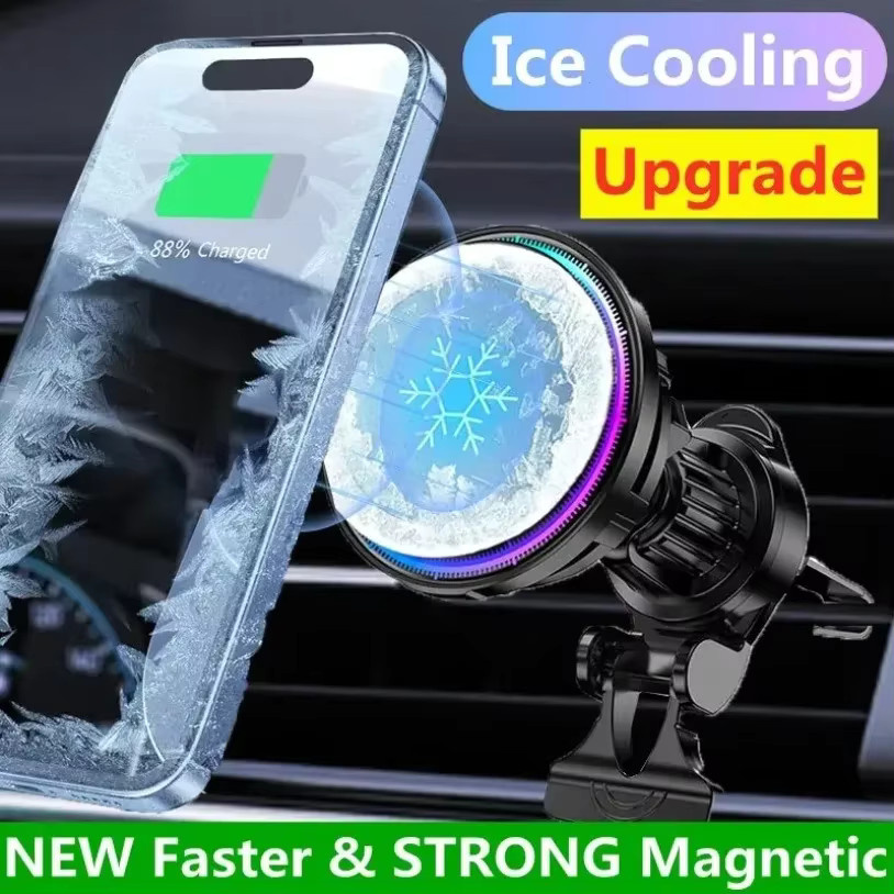 VIKEFON Magnetische Kfz-Ladestation mit Kühlfunktion und Handyhalterung für MagSafe iPhone, Farbe: Schwarz - Bild 2