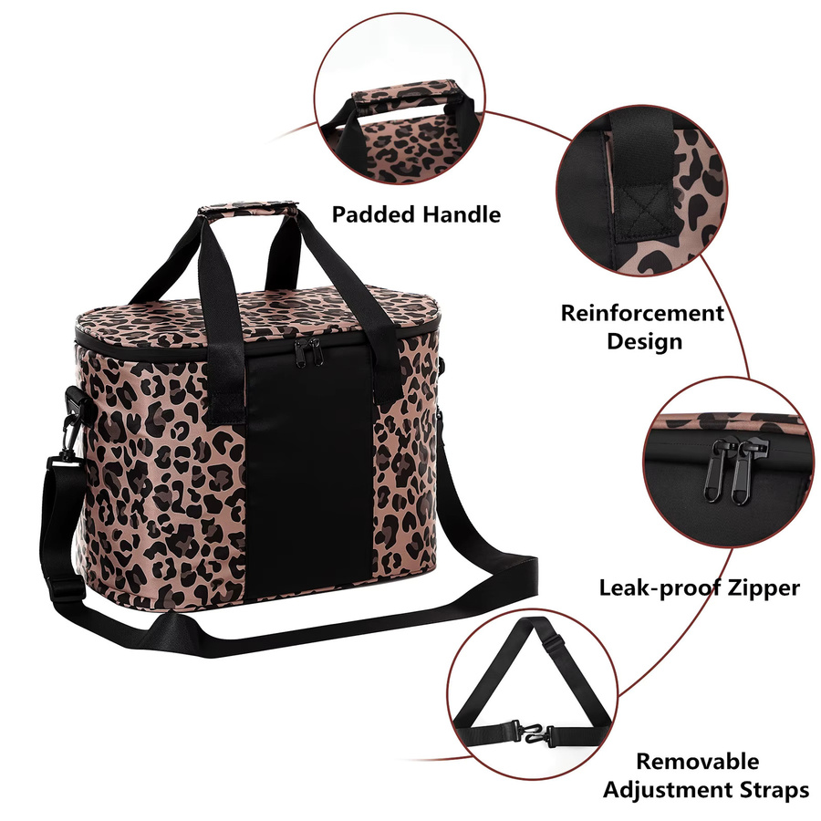 Isolierte Thermo-Umhängetasche von DANCURKEY in Multicolour, wasserdichte Kühlbox für Damen und Herren mit Leopard-Design - Bild 1
