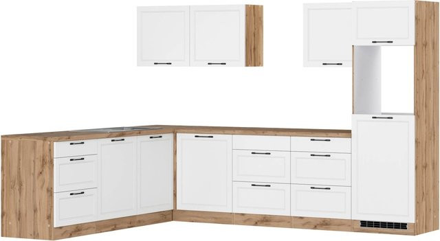 Held Winkelküche Kempten in Landhaus Optik, Weiß/Wotan, Breite: 300 cm, Höhe: 200 cm, Tiefe: 60 cm - Bild 1