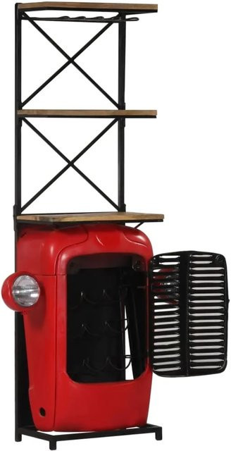 vidaXL Traktor Weinschrank aus Mango Massivholz in Braun/Rot, B/T/H: 49 x 31 x 172 cm - Bild 1