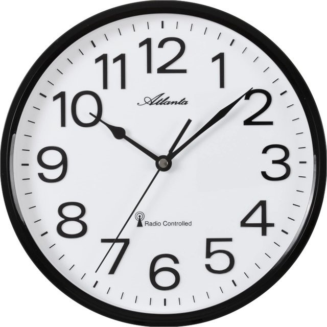 Paragon Funk-Wanduhr analog in Schwarz und Weiß mit modernem Runddesign - Bild 1