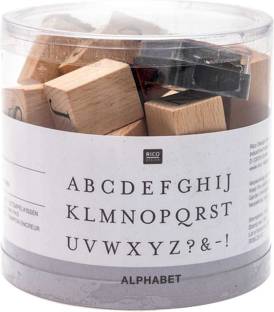 Rico Design ABC Stempelset in Schwarz mit Holzstempeln, Stempelgröße: 2 x 2 cm - Bild 1