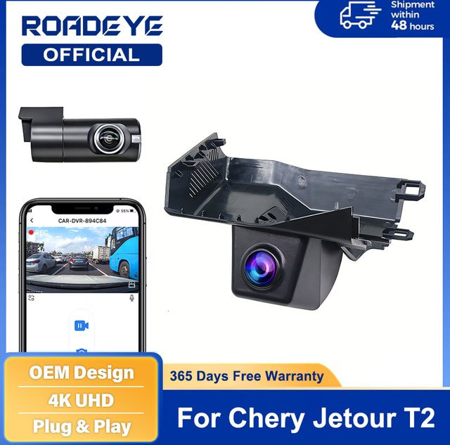 CARBAOHUI 4K UHD Dash Cam mit Dual-Objektiv und WiFi für Chery Jetour T2, Schwarz - Bild 1