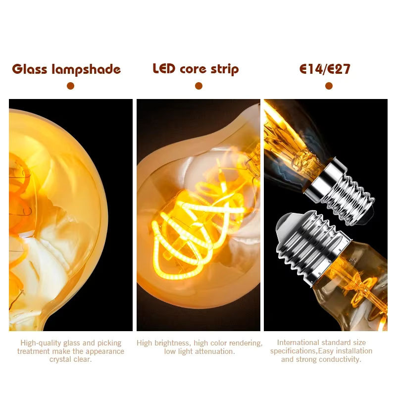 LATTUSO Retro Edison LED Glühlampe mit Spiral-Filament, E27, Transparent, Warmweiß - Bild 2