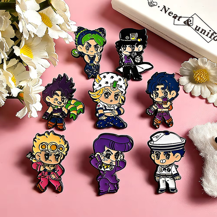 Bandai Anime JoJo Emaille-Pins, Chibi-Heldenfiguren, 8-teiliges Set - Bild 2
