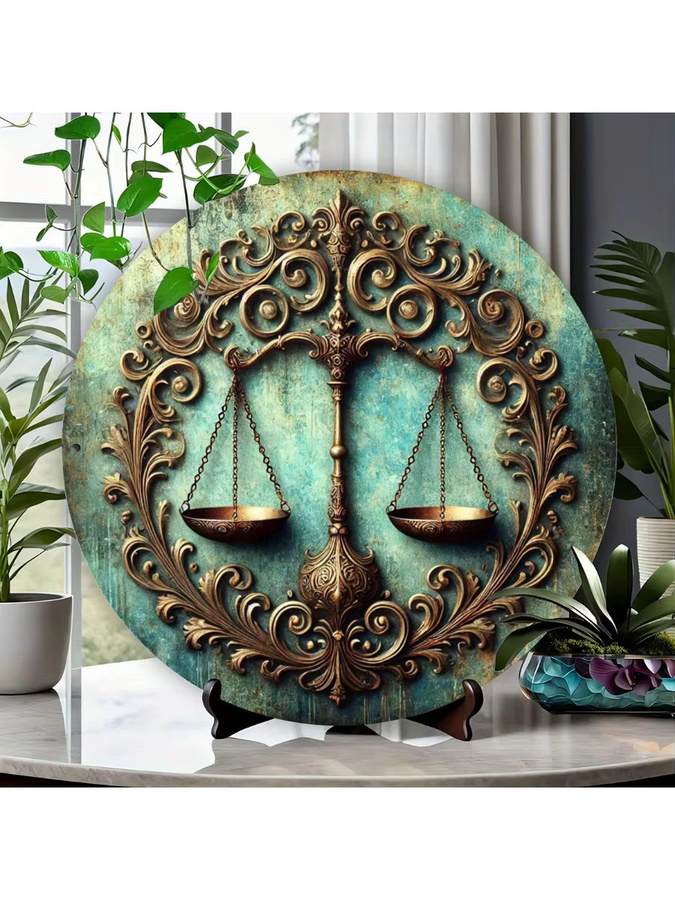 Vintage Metall-Blechschild Justitia-Skala Wanddekoration von CIFBUY, Mehrfarbig, Breite: 20,32 cm, Höhe: 20,32 cm, Tiefe: 0,1 cm - Bild 6