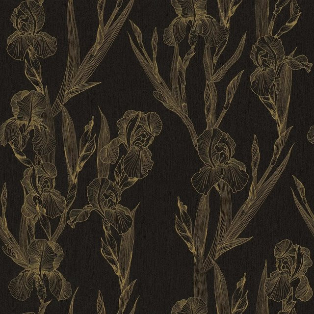 Livingwalls Tapete Blumen Schwarz und Gelb AS-375263, Breite: 53 cm, Länge: 10,05 m - Bild 1