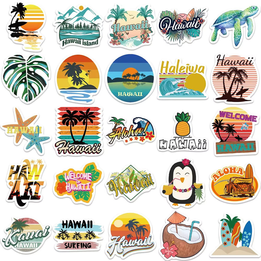 GOGOTU Hawaiian Sommer Urlaub Cartoon Aufkleber, 50-teiliges Set, multicolour - Bild 3