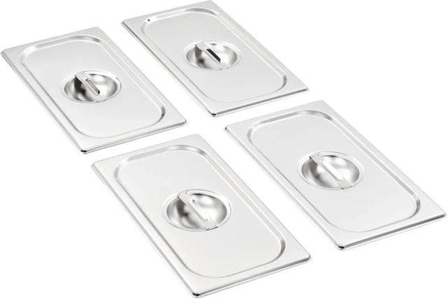 vidaXL Set aus 4 Deckeln für GN 1/3 Behälter aus Edelstahl in Silber - Bild 1