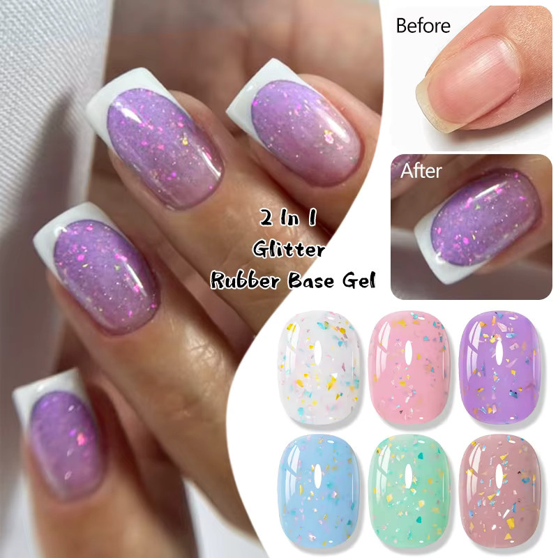 Mtssii Macaron Farbglitter-Gummi-Basisgel-Nagellack, schimmernd - Bild 3