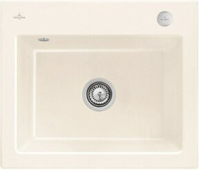 Villeroy & Boch Subway 60 S Flat bündige Keramikspüle mit Ablagegarnitur und Excenterbetätigung in Crema/Beige, Breite: 60 cm - Bild 1
