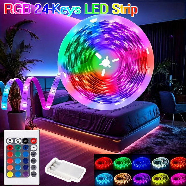 WELPUR RGB LED Lichtstreifen Multicolour mit Fernbedienung, batteriebetrieben für Wohnzimmer und Schlafzimmer - Bild 1