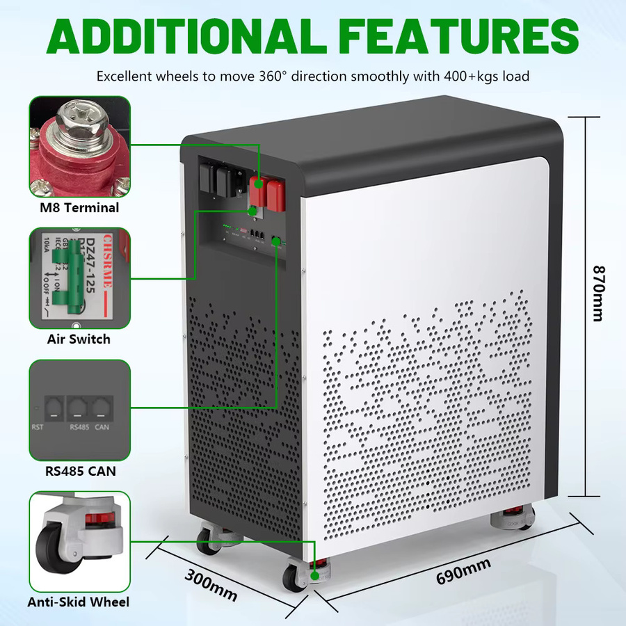 AMZVISION LiFePO4 Batterie 48V 300Ah 15kWh mit Bluetooth, BMS, RS485 und CAN, 51.2V Lithium-Batterie - Bild 3