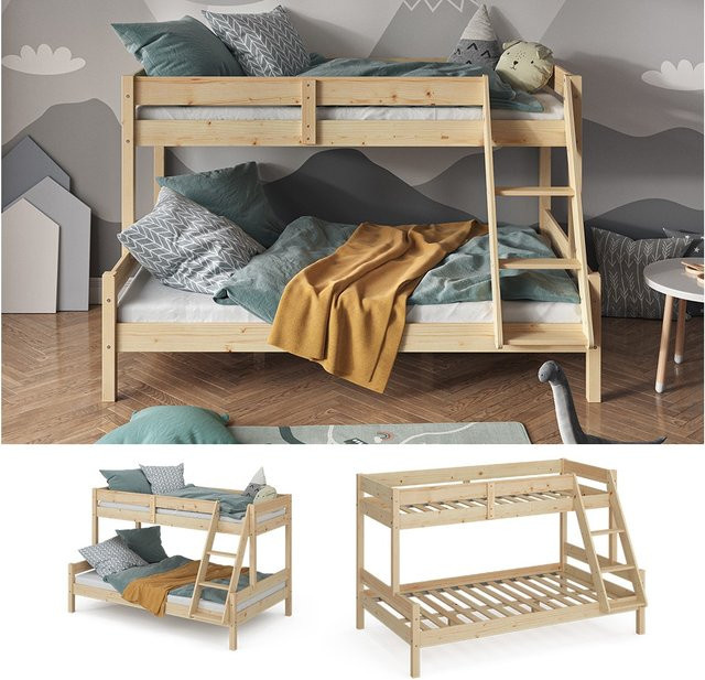 VitaliSpa Hochbett Everest Kinderbett aus Massivholz in Natur mit Schubladen und Lattenrost, B/T/H: 120 x 200 cm - Bild 1