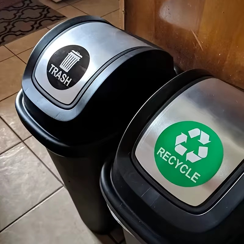 PVC-Recycling-Mülleimer-Aufkleber aus Vinyl in Mehrfarbig, 12,7 cm Durchmesser, für Behälter und Mülltonnen zur Dekoration von Heim oder Büro - Bild 5
