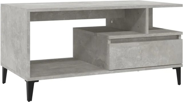 vidaXL Couchtisch in Betongrau im industriellen Design aus Holzwerkstoff und Metall, B/T/H: 90 x 49 x 45 cm - Bild 1