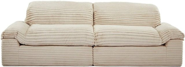 Vente-unique Sofa Sobosa Beige ohne Schlafmöglichkeit mit abnehmbaren Bezügen und Cord-Samt-Struktur Breite: 306 cm - Bild 1