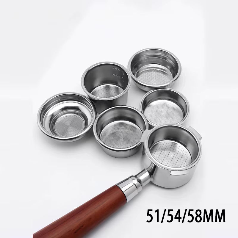 Druckloser Kaffeefilterkorb in Silber für Delonghi, Breville und E61 Siebträgermaschinen, passend für 51 mm, 54 mm und 58 mm - Bild 2