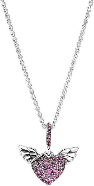 YIRAN Jewelry Halskette, 925 Silber, Herz und Engelsflügel, Zirkonia, Damen, 45cm - Bild 1