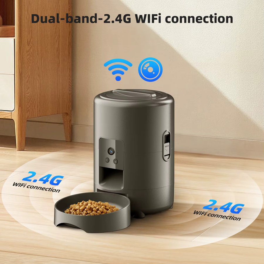 ZYfeeder Automatischer Haustierfutterspender mit Kamera und WLAN-App-Steuerung, 2L, Grau - Bild 3