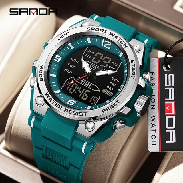 SANDA Armbanduhr, Digitaluhr, Quarz, Kunststoff, Schwarz, Herren - Bild 1