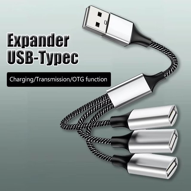 Mrgabwte USB Typ C Hub mit 3 Ports, OTG High Speed Transfer Adapter in Silber für Computer und Laptops - Bild 1