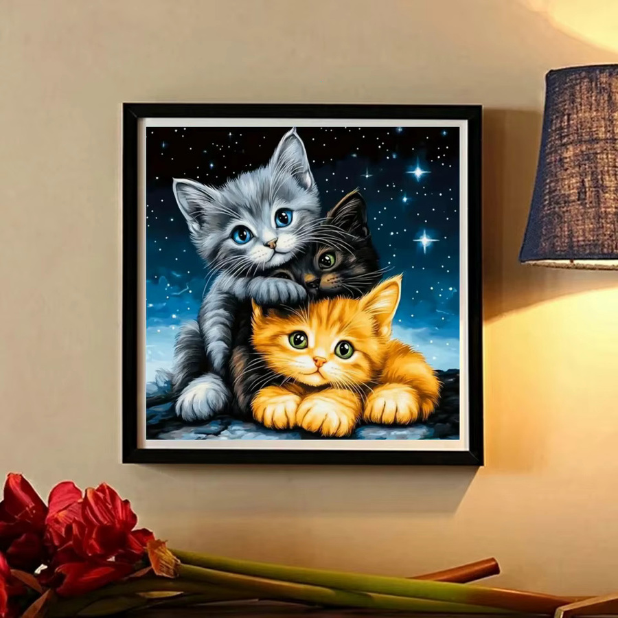 Potdemiel 5D Diamant Malerei Set Katze Cartoon Motiv als DIY Stickerei Kit für Kinder in Multicolour, B/H: 20 x 20 cm - Bild 2