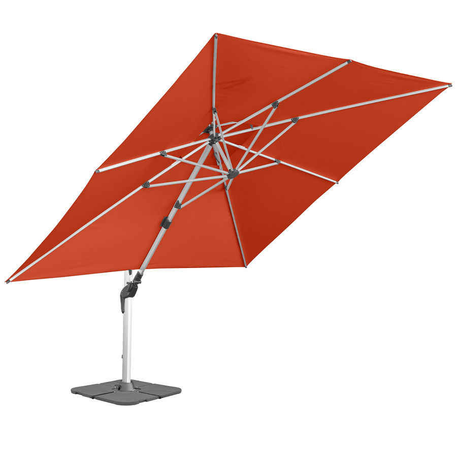 anndora Alu Ampelschirm Terracotta Rot mit Betonständer, 3,5 x 3,5 m, schwenkbar und neigbar, UPF 50 - Bild 1